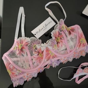 For Love & Lemons Aster Embroidery Underwire Bra Size SDD
